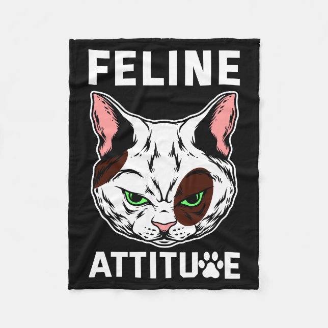 Feline Attitude Cat Mood Pet Character Fleece Blanket (Front)