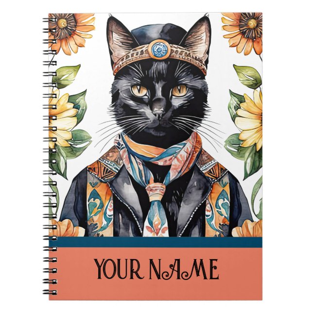 Feline avec Carnet photo Spiral de Foulard (Devant)