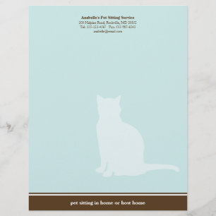 Feline blue brown posh pet sitting service custom letterhead