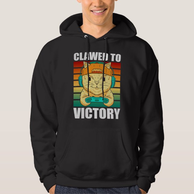Feline Cat  Clawed to Victory Hoodie (Front)