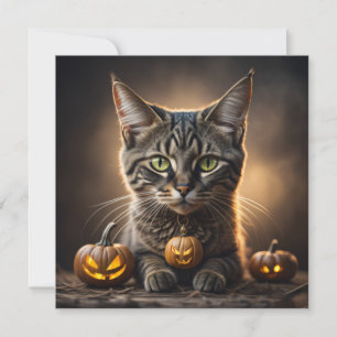 Feline cat halloween holiday card