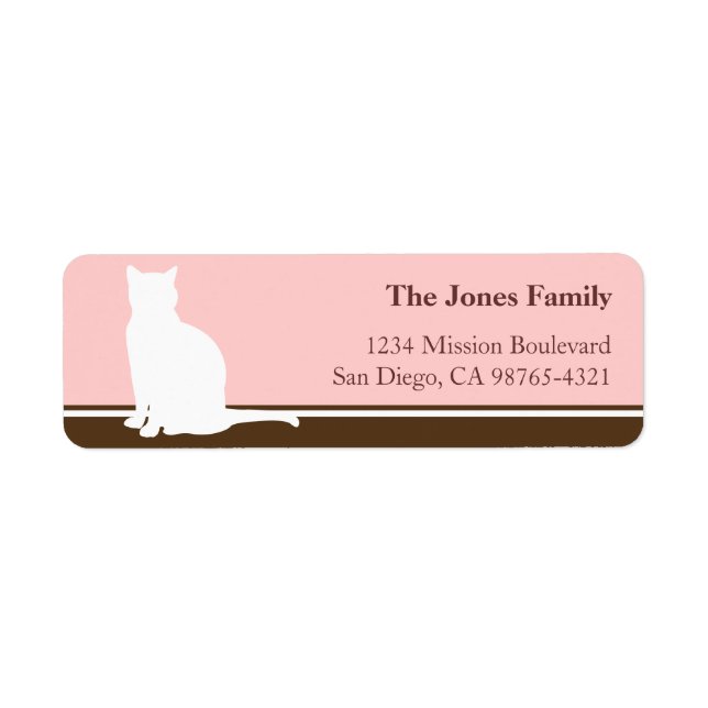 Feline chat animal silhouette rose retour ou envoi (Devant)