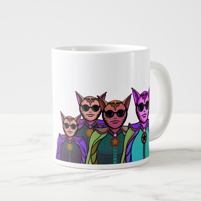 Feline Creatures Design Pickleball Paddle Large Coffee Mug (Front Right)