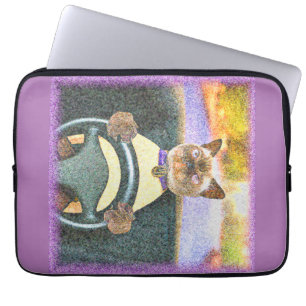"Feline Driver" Cute Photo. Buy Now Laptop Sleeve
