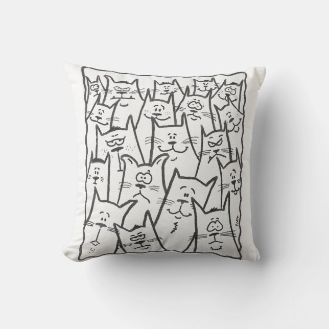 Feline Emotions Throw Pillow (Front)