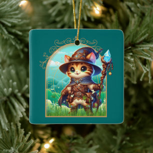 Feline Fantasy Adventure Ceramic Ornament