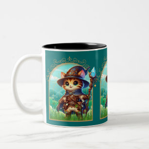 Feline Fantasy Adventure Two-Tone Coffee Mug