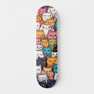 Feline Fantasy: Cute Anime Cats Galore Skateboard