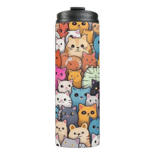 Feline Fantasy: Cute Anime Cats Galore Thermal Tumbler
