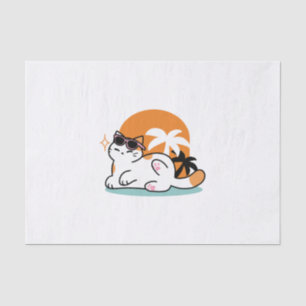 Feline Fine in the Sunshine – Relaxed Tropical Cat Tissue Paper
