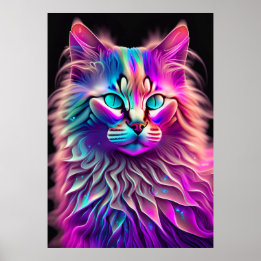 Feline Fractal Beauty 250 Poster