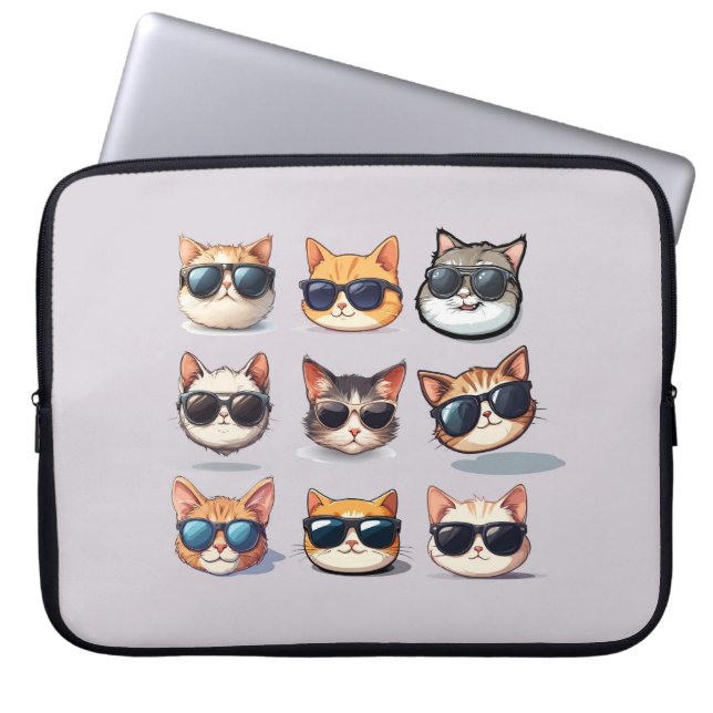 Feline Frenzy Cat Theme Laptop Electronics Bag (Front)