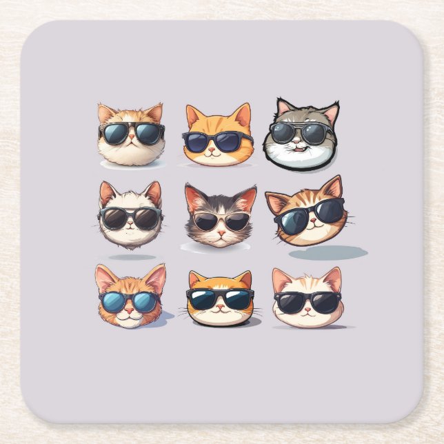 Feline Frenzy - Cat theme Paper Coaster (Front)
