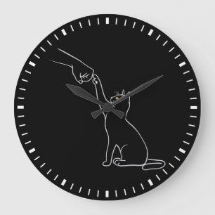 Feline Friend Fist Bump Minimalist Pet Love Large Clock