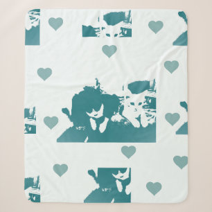 Feline Friends. Adorable Kitten Duo. Sherpa Blanket