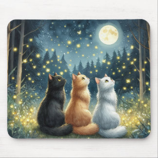 Feline Friends and the Moonlight Mouse Pad