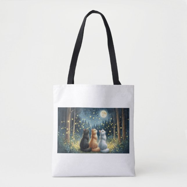Feline Friends and the Moonlight  Tote Bag (Front)