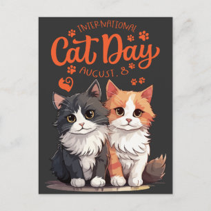 “Feline Friends Celebrate International Cat Day” Postcard