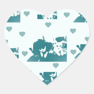 Feline friends. heart sticker