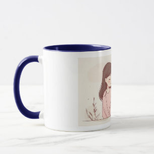 "Feline Friendship" Ceramic Mug - White with Blue