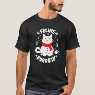 Feline Frosty Funny Cute Cat Snowman Christmas Hol T-Shirt