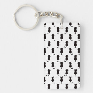 Feline Fun Forever Whimsical Cats Black Cat Motif  Keychain