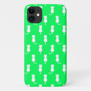 Feline Fun Forever Whimsical Cats Green iPhone 11 Case