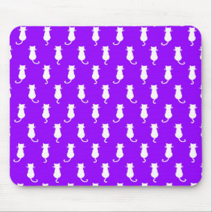 Feline Fun Forever Whimsical Cats White Cat Purple Mouse Pad