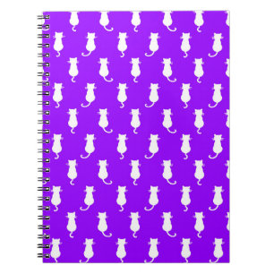 Feline Fun Forever Whimsical Cats White Cat Purple Notebook