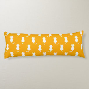 Feline Fun Forever Whimsical Cats White On Tangeri Body Pillow