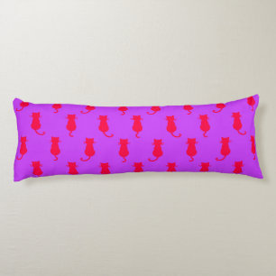 Feline Fun Forever Whimsical Red Cats Lilac Body Pillow