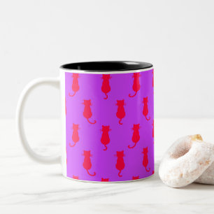 Feline Fun Forever Whimsical Red Cats Lilac Two-Tone Coffee Mug