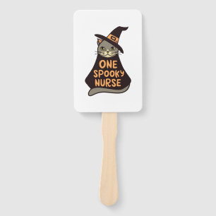 Feline Fun Meets Medical Magic - One Spooky Nurse Hand Fan
