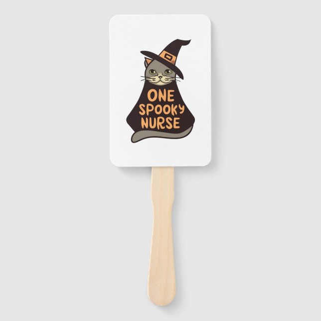 Feline Fun Meets Medical Magic - One Spooky Nurse  Hand Fan (Front)