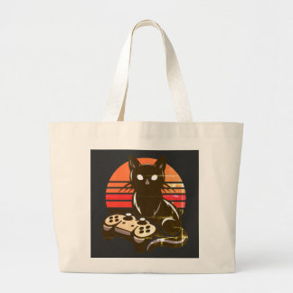 Feline Gamer: The Pawsome Controller Chronicles Large Tote Bag