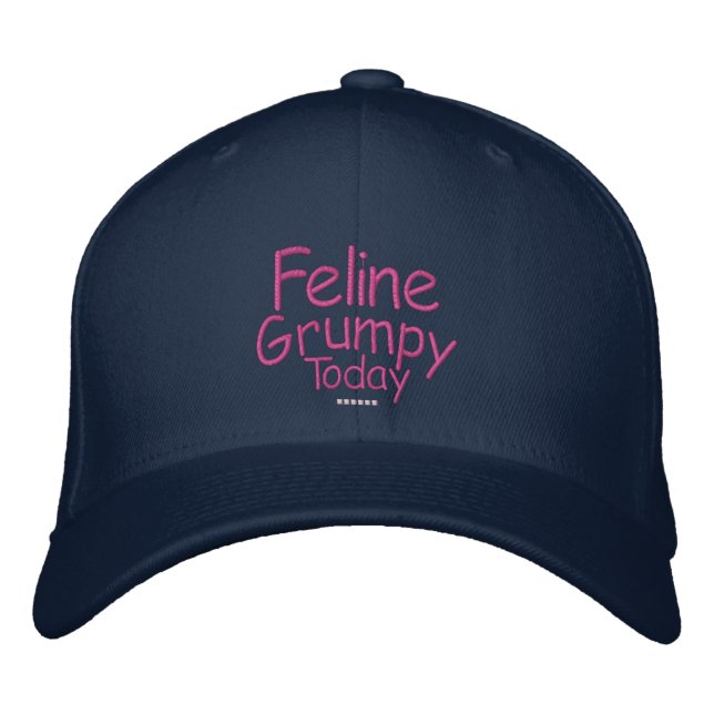 Feline Grumpy Today Embroidered Hat (Front)
