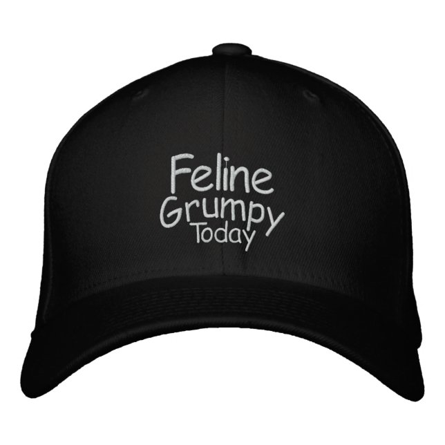 Feline Grumpy Today Embroidered Hat (Front)