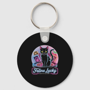 Feline Lucky Gambling Casino Cat Game Player & Keychain