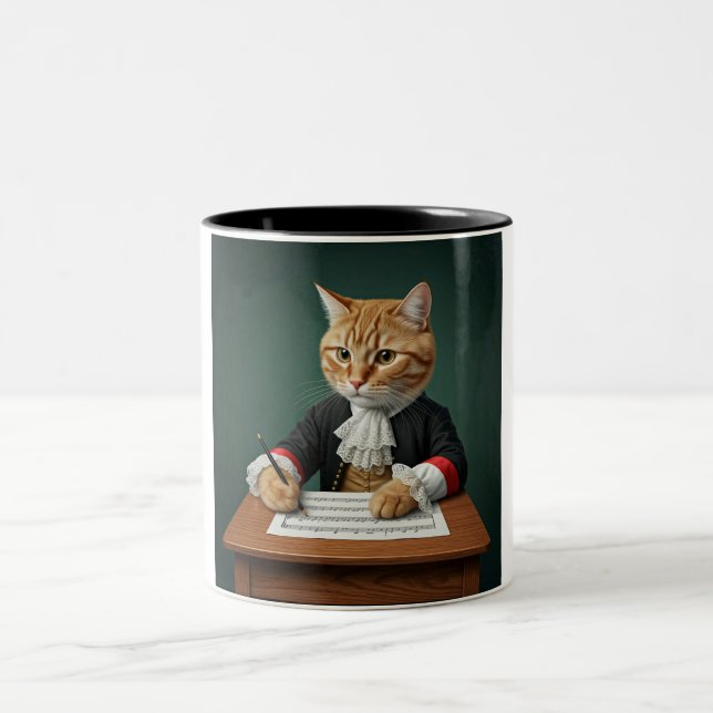 Feline Maestro: Two-Tone Coffee Mug (Center)
