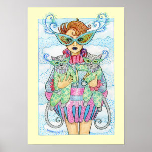 Feline Masquerade Print