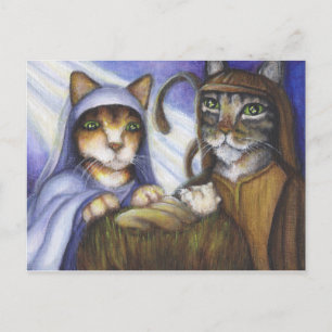 Feline Nativité Chats Noël Carte postale