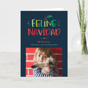 Feline Navidad Folded Animaux de Noël Carte de Noë