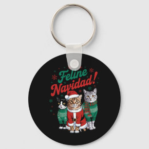 Feline Navidad Funny Cat Christmas Holiday Xmas Sa Keychain