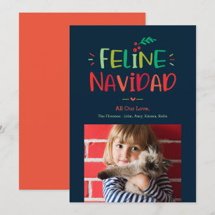 Feline Navidad Pet Carte photo de vacances