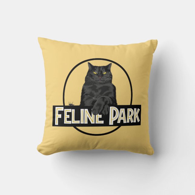 Feline Park Throw Pillow (Front)