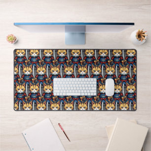 Feline Samurai Warrior Desk Mat