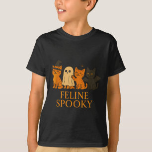 Feline spooky cats halloween witch ghost bat  T-Shirt