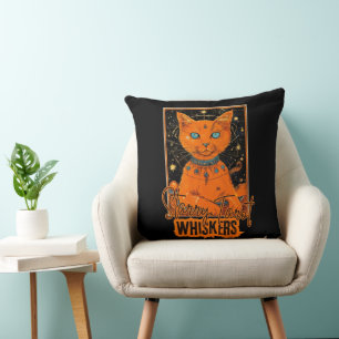 Feline Tarot Fortune Cosmic Cat Design Throw Pillow