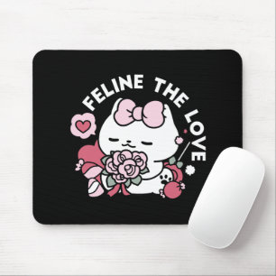 Feline the Love - Cute Valentine’s Cat Design Mouse Pad