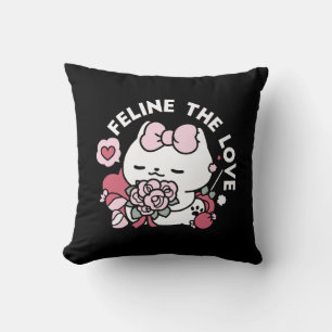 Feline the Love - Cute Valentine’s Cat Design Throw Pillow
